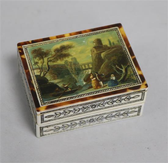 A Grand Tour Vizapat ivory and silver inlaid box